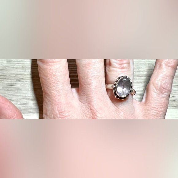 Vintage Handmade Sterling Silver Pebbled Amethyst Ring, Size 6 - Picture 6 of 9